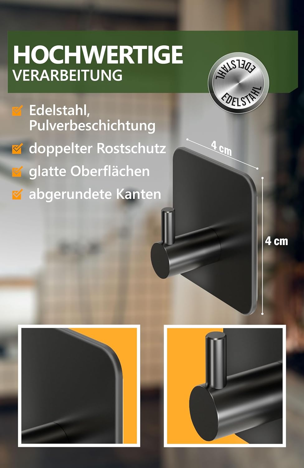 Design-Haushaltshelfer™: Handtuchhalter Schwarz, 6er Set