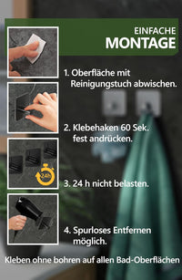 Design-Haushaltshelfer™: Handtuchhalter Schwarz, 6er Set